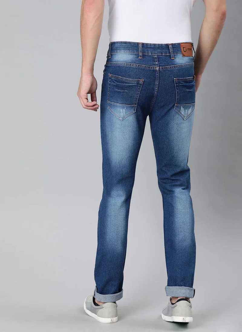 Urbano Fashion  Urbano Fashion Men's Blue Slim Fit Heavy Distressed/Torn Jeans for Men | Best Price UAE